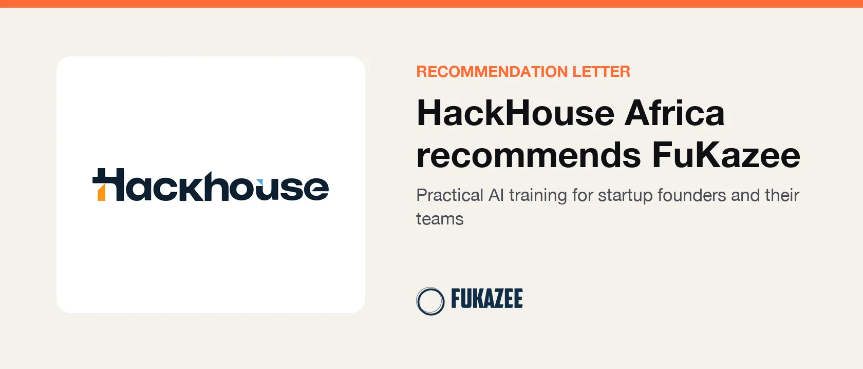 HackHouse Africa logo beside the words HackHouse Africa recommends FuKazee