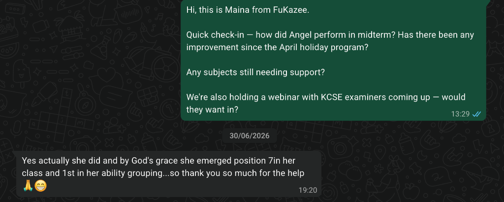 Angel WhatsApp Parent Feedback